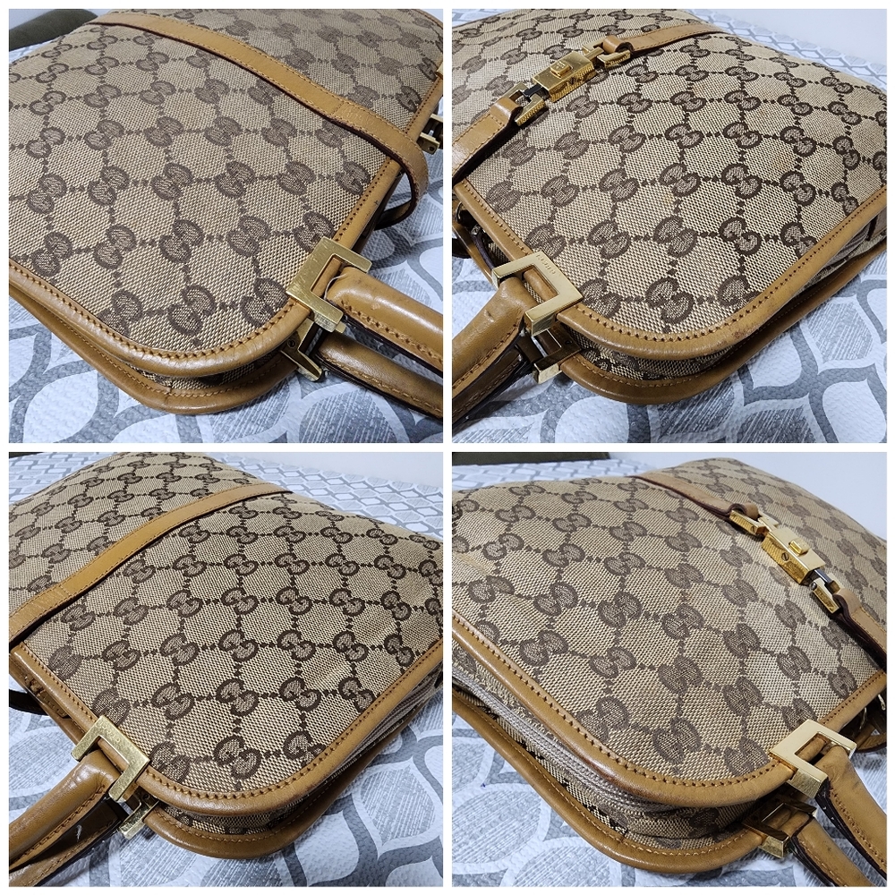 Gucci Vintage Piston Lock Jackie Shoulder Bag Brown/Beige - Picture 14 of 16